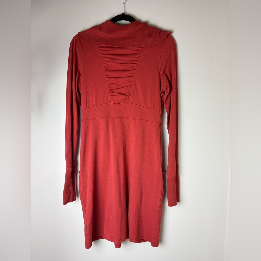 ATHLETA Cozy Up Popover Sweater Dress Red Rust Organic Women’s Size Small - Picture 7 of 10